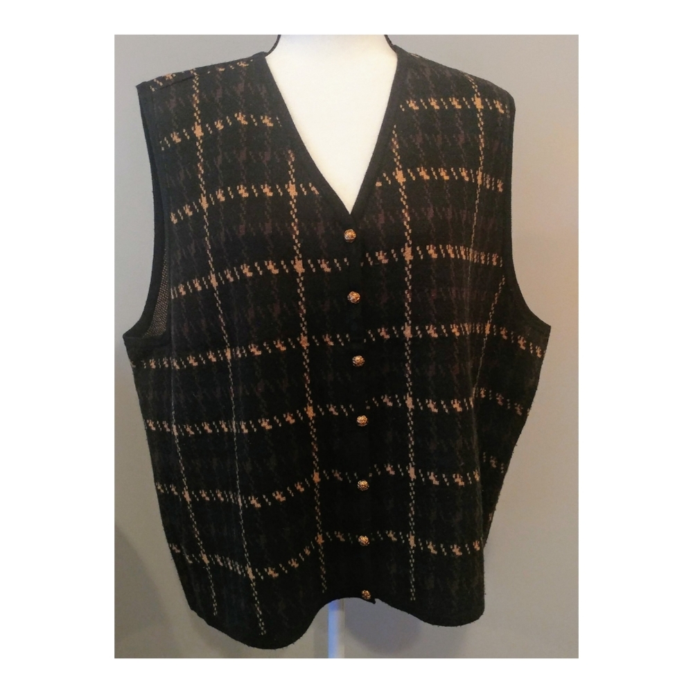 Vintage Kobe Gold Button Women's Sweater Vest 2X